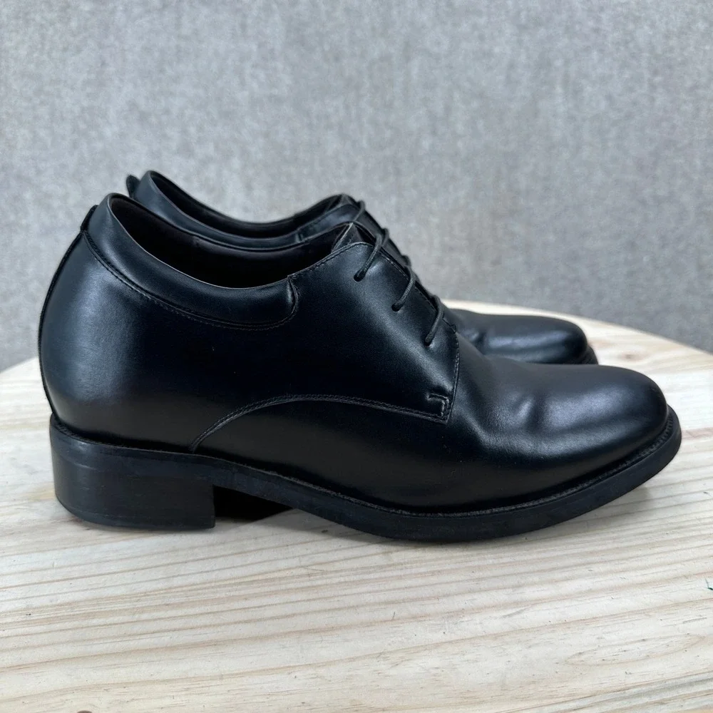 Calden Mens Black Leather Elevator Dress Shoes K3312 US 12 Height Increasing
